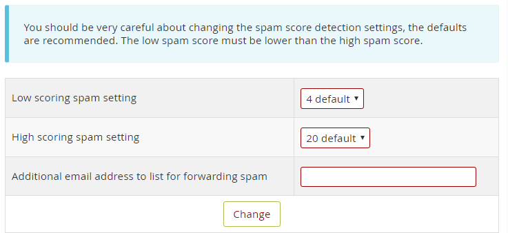 Alter Spam Settings Alter Spam Settings